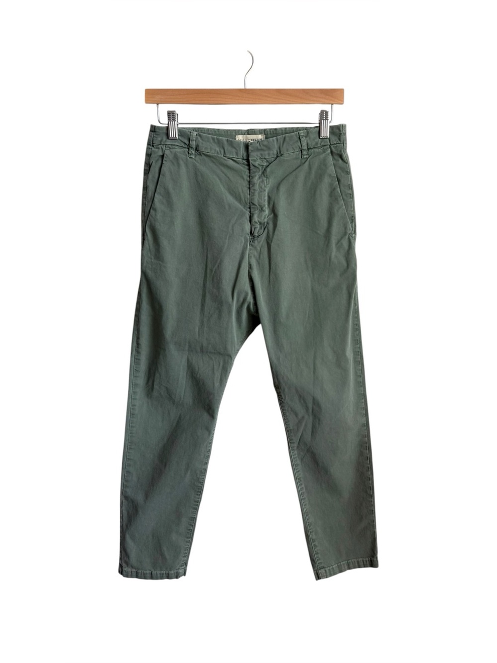 Nili Lotan Paris Twill Pants Olive Green Slouchy Cropped Ankle Trousers Size 4